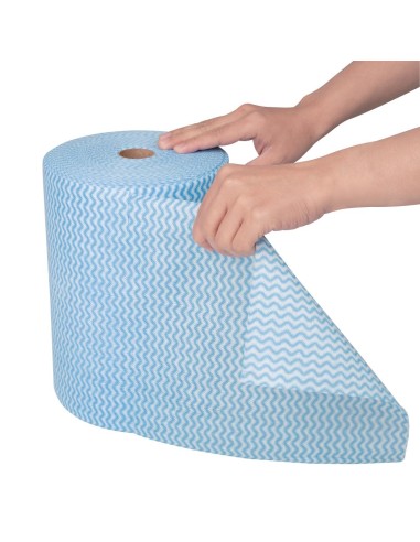 Chiffons non tissés bleus Nisbets Essentials - rouleau 300