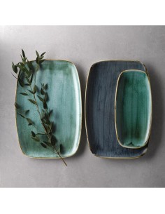 Assiettes oblongues Churchill Stonecast Samphire Green - Lot de 12 2