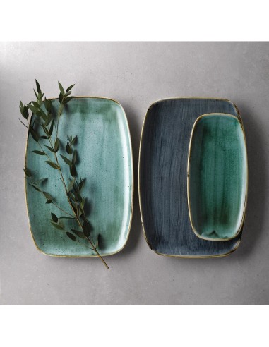 Assiettes oblongues Churchill Stonecast Samphire Green - Lot de 12