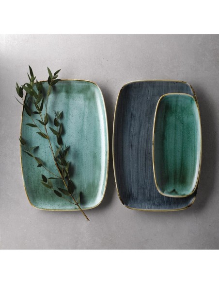Assiettes oblongues Churchill Stonecast Samphire Green - Lot de 12