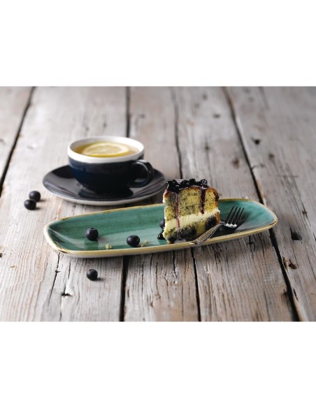 Assiettes oblongues Churchill Stonecast Samphire Green - Lot de 12