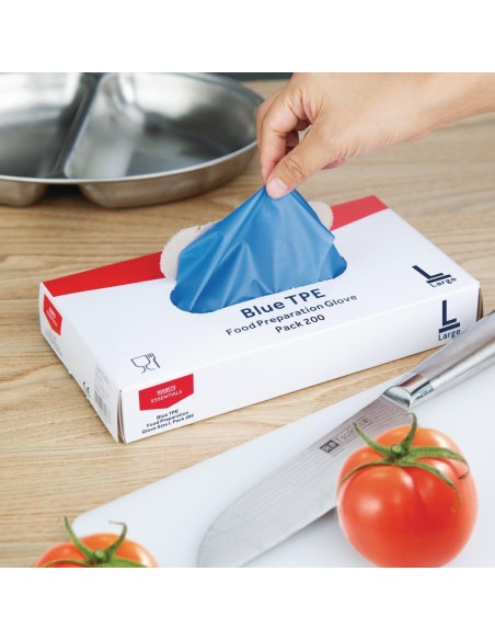Gants alimentaires TPE bleus L - 200 pcs Nisbets Essentials
