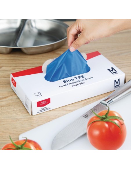 Gants alimentaires TPE bleus Nisbets Essentials M - 200 pcs