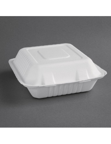 Boîtes à couvercle charnière en bagasse 223 mm - Lot de 200