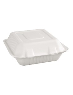 Boîtes à couvercle charnière en bagasse 223 mm - Lot de 200 2