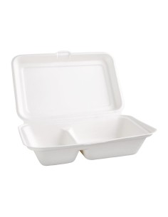 Boîtes 2 compartiments compostables en bagasse 253 mm - Lot de 200 2
