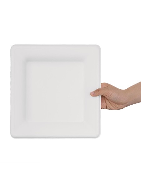 Assiettes carrées en bagasse Fiesta Compostable 261mm - lot de 50
