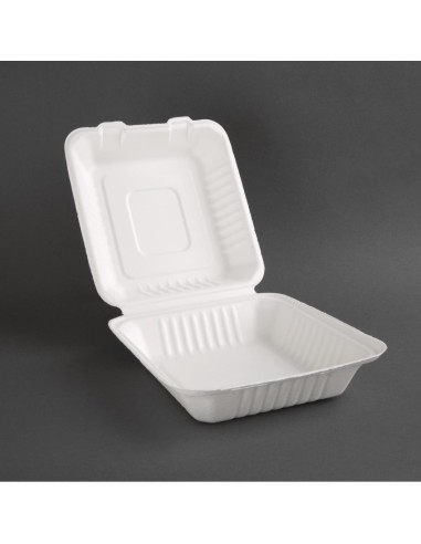 Boîtes à couvercle charnière en bagasse 223 mm - Lot de 200