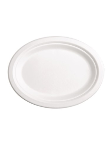 Assiettes ovales compostables en bagasse 198 mm - lot de 50