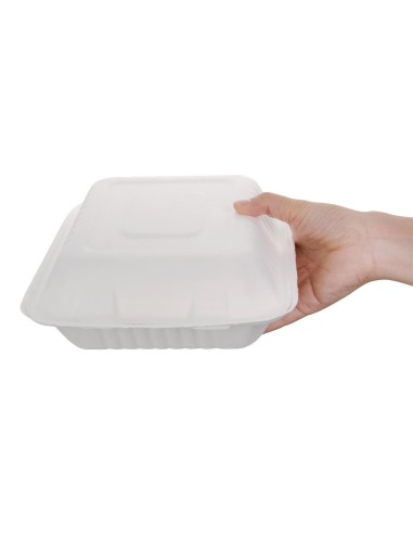 Boîtes 3 compartiments compostables en bagasse - Fiesta 200 pcs