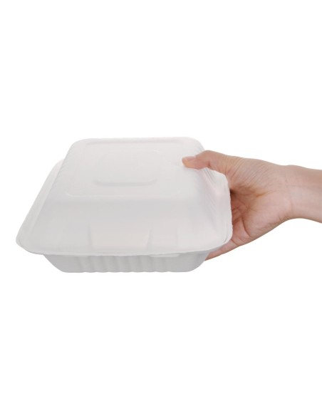 Boîtes 3 compartiments compostables en bagasse - Fiesta 200 pcs
