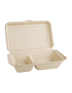 Boîtes 2 compartiments compostables Fiesta 253mm - lot de 200 2