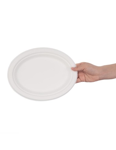 Assiettes ovales compostables en bagasse 198 mm - lot de 50