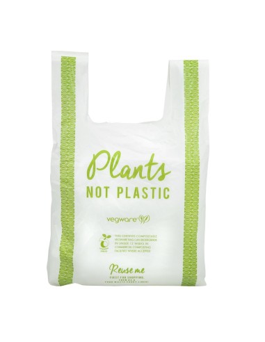 Sacs bretelles compostables PLA Vegware 500 pcs - taille moyenne