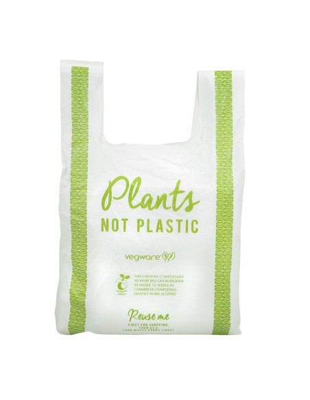 Sacs bretelles compostables PLA Vegware 500 pcs - taille moyenne