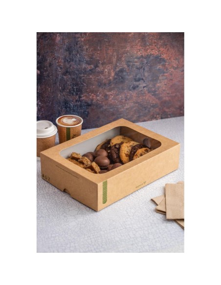 Boîtes compostables Vegware avec plateau et couvercle - Lot de 50