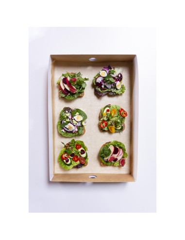 Grandes boîtes compostables Vegware avec plateau - Lot de 25