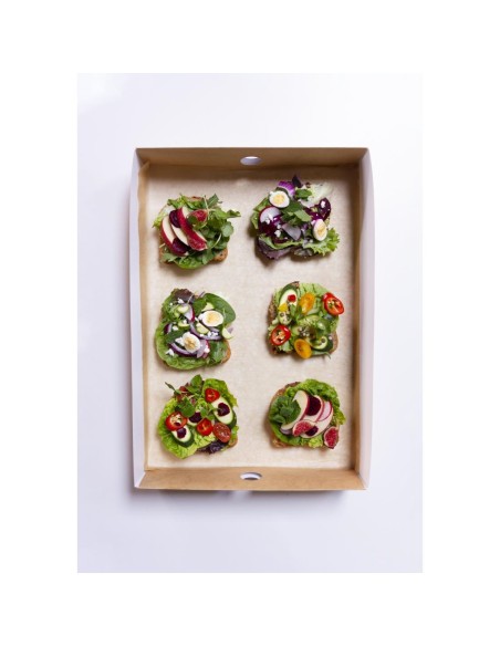 Grandes boîtes compostables Vegware avec plateau - Lot de 25