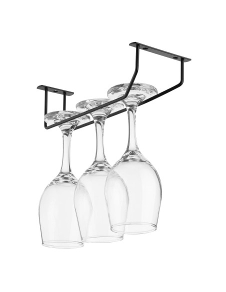 Support de verres à pied noir Olympia 254 mm - rangement compact