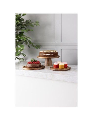 Présentoir à gâteau en acacia Olympia 305 mm