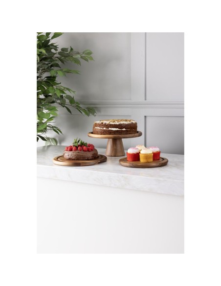 Présentoir à gâteau en acacia Olympia 305 mm