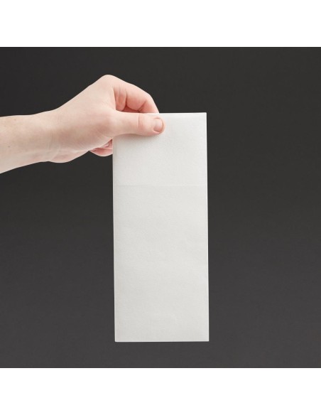 Serviettes pochettes Airlaid Fiesta Recyclable Premium blanc 48x40 cm - lot 400