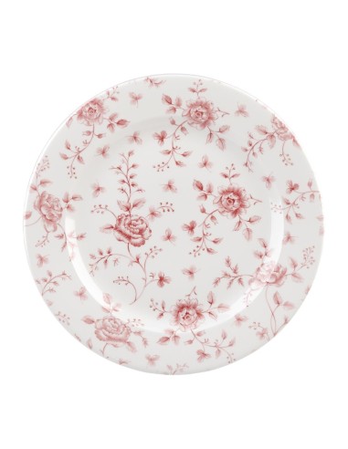 Assiettes plates Churchill Rose Chintz Cranberry 304mm - lot de 6
