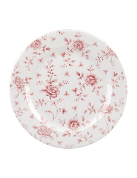 Assiettes plates Churchill Rose Chintz Cranberry 304mm - lot de 6