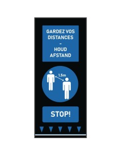 Tapis de distanciation sociale 150x65cm bleu - texte NL/FR