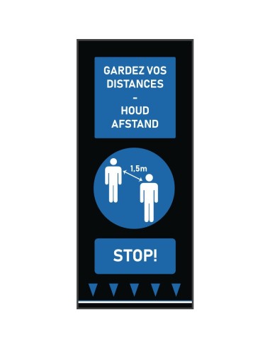 Tapis de distanciation sociale 150x65cm bleu - texte NL/FR