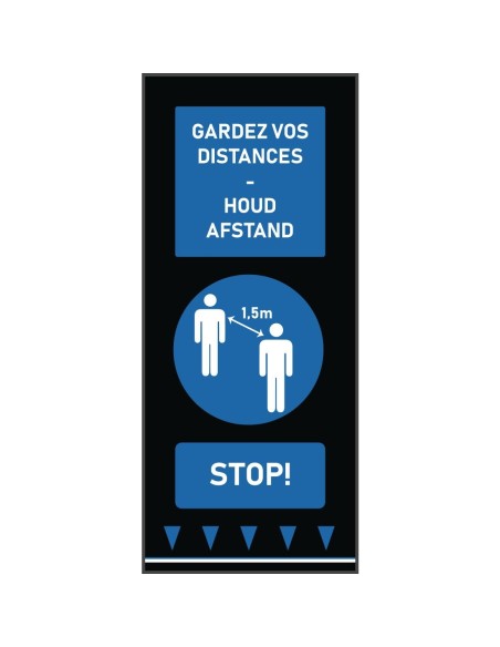 Tapis de distanciation sociale 150x65cm bleu - texte NL/FR
