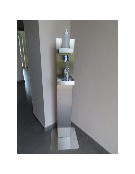 Station de désinfection des mains avec étagères - 125 cm