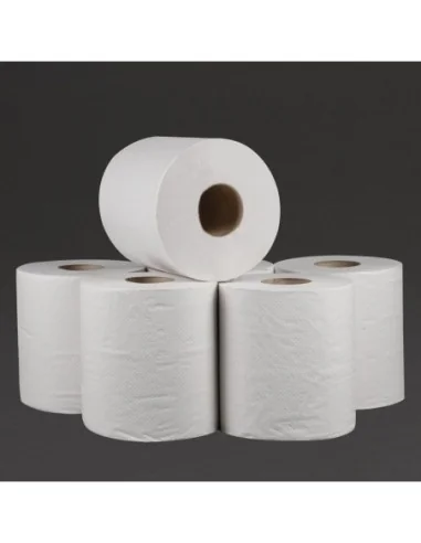 Bobines blanches 2 plis à dévidage central Jantex (lot de 6)