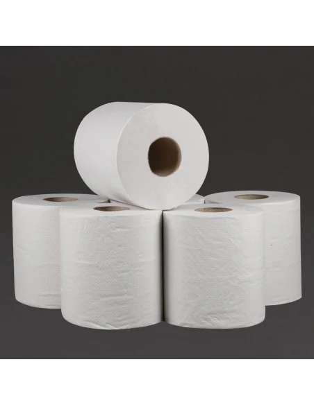 Bobines blanches 2 plis à dévidage central Jantex (lot de 6)