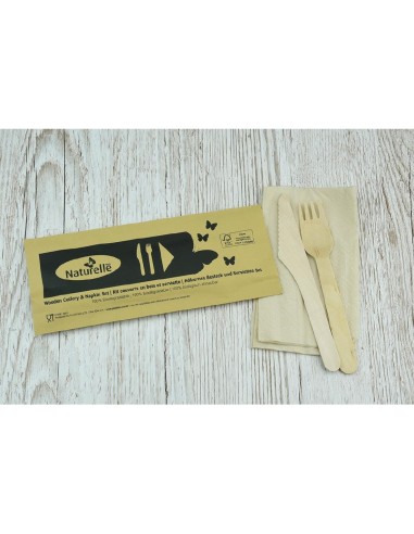 Ensembles de couverts en bois 3-en-1 eGreen - lot de 250