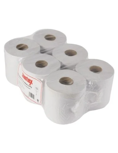 Bobines blanches 2 plis à dévidage central Jantex (lot de 6)