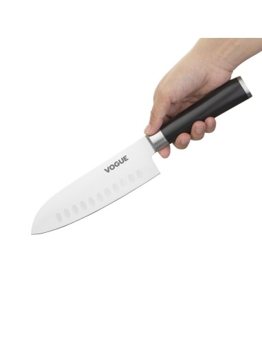 Couteau Santoku inox Bistro Vogue 179mm - Noir