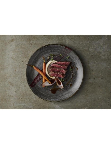 Assiettes Churchill Stonecast Raw noir 217mm - lot de 12