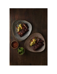 Assiettes Churchill Stonecast Lotus Raw noires 254mm - lot de 12 2