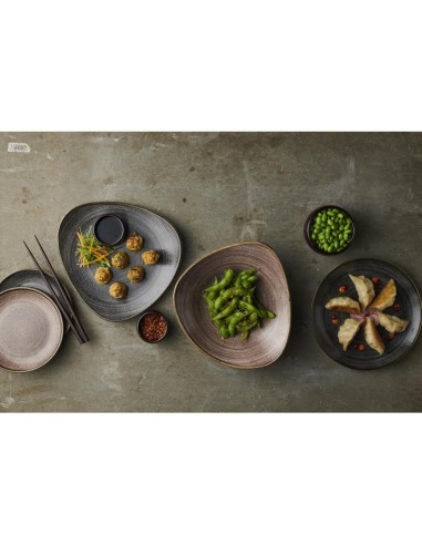 Assiettes Churchill Stonecast Raw noir 217mm - lot de 12