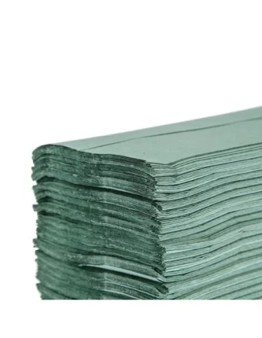 Essuie-mains 1 pli pliage en Z vert 250 feuilles Jantex (lot de 12)