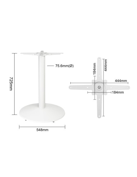 Pied de table en fonte Bolero blanc - 728 mm
