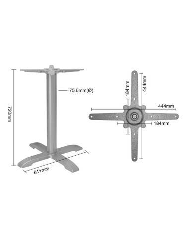Pied de table en fonte Bolero gris - stabilité et élégance