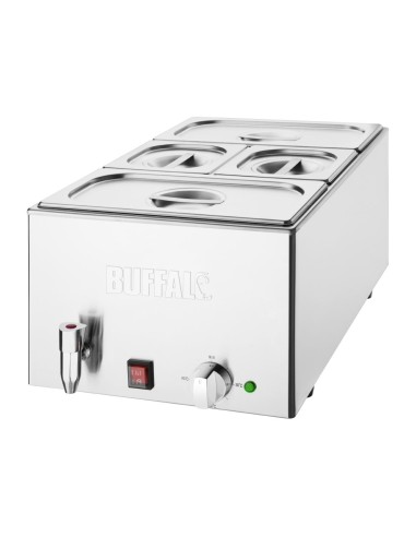 Bain-marie Buffalo 21 L inox avec robinet et bacs GN