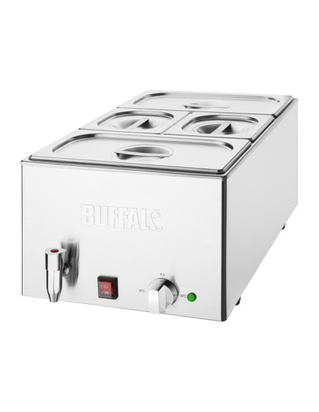 Bain-marie Buffalo 21 L inox avec robinet et bacs GN