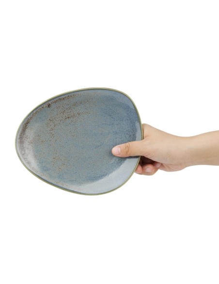 Assiettes Triangulaires Olympia Ember Blue 190mm - lot de 6