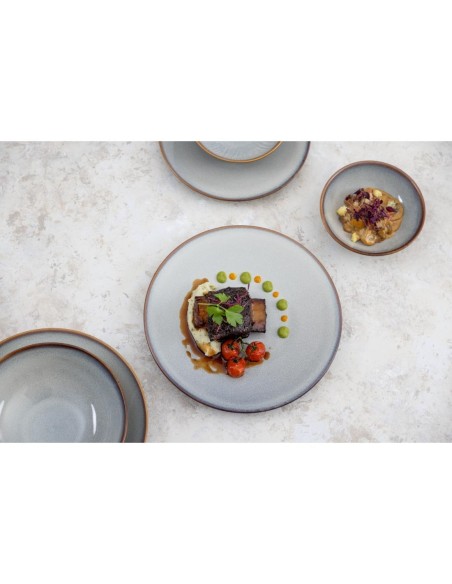 Assiettes plates Olympia Drift Gris 230mm - lot de 6