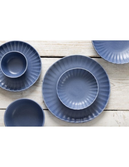 Assiettes plates Olympia Corallite bleues 205 mm - lot de 6