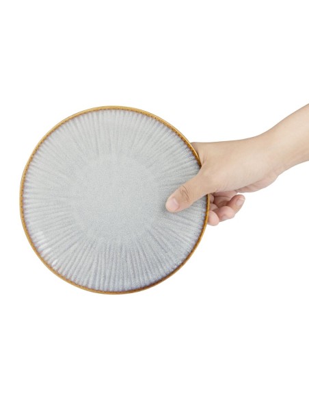 Assiettes plates Olympia Drift gris 180 mm - lot de 6