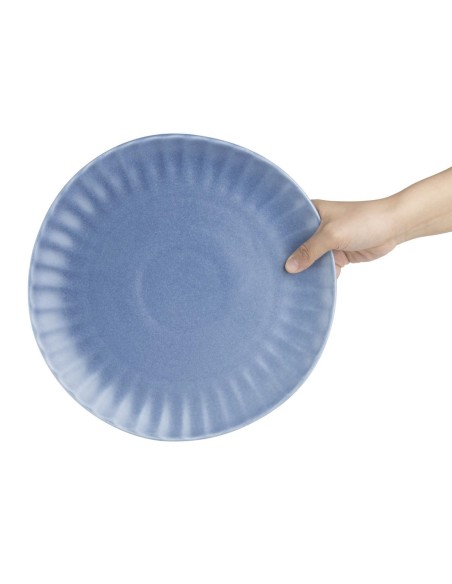 Assiettes plates Olympia Corallite bleues 280 mm - lot de 6
